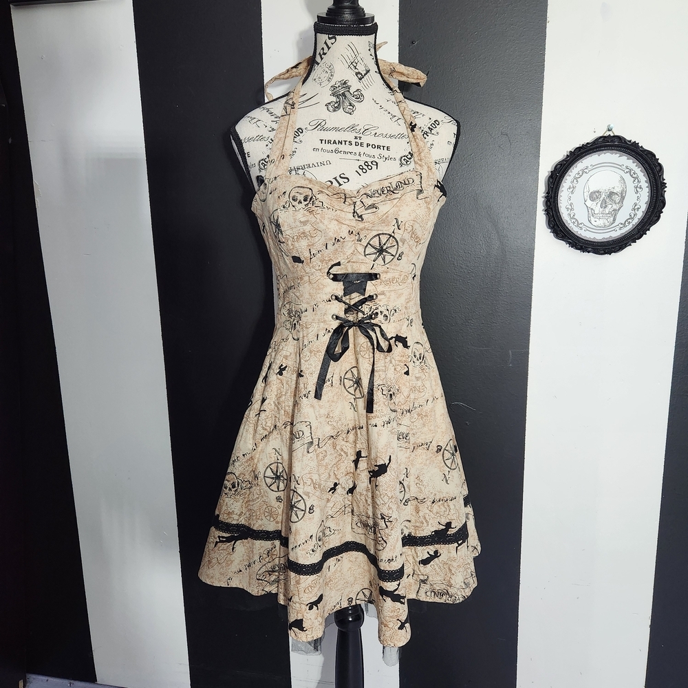 Pirate Map Dress with Black Patterns